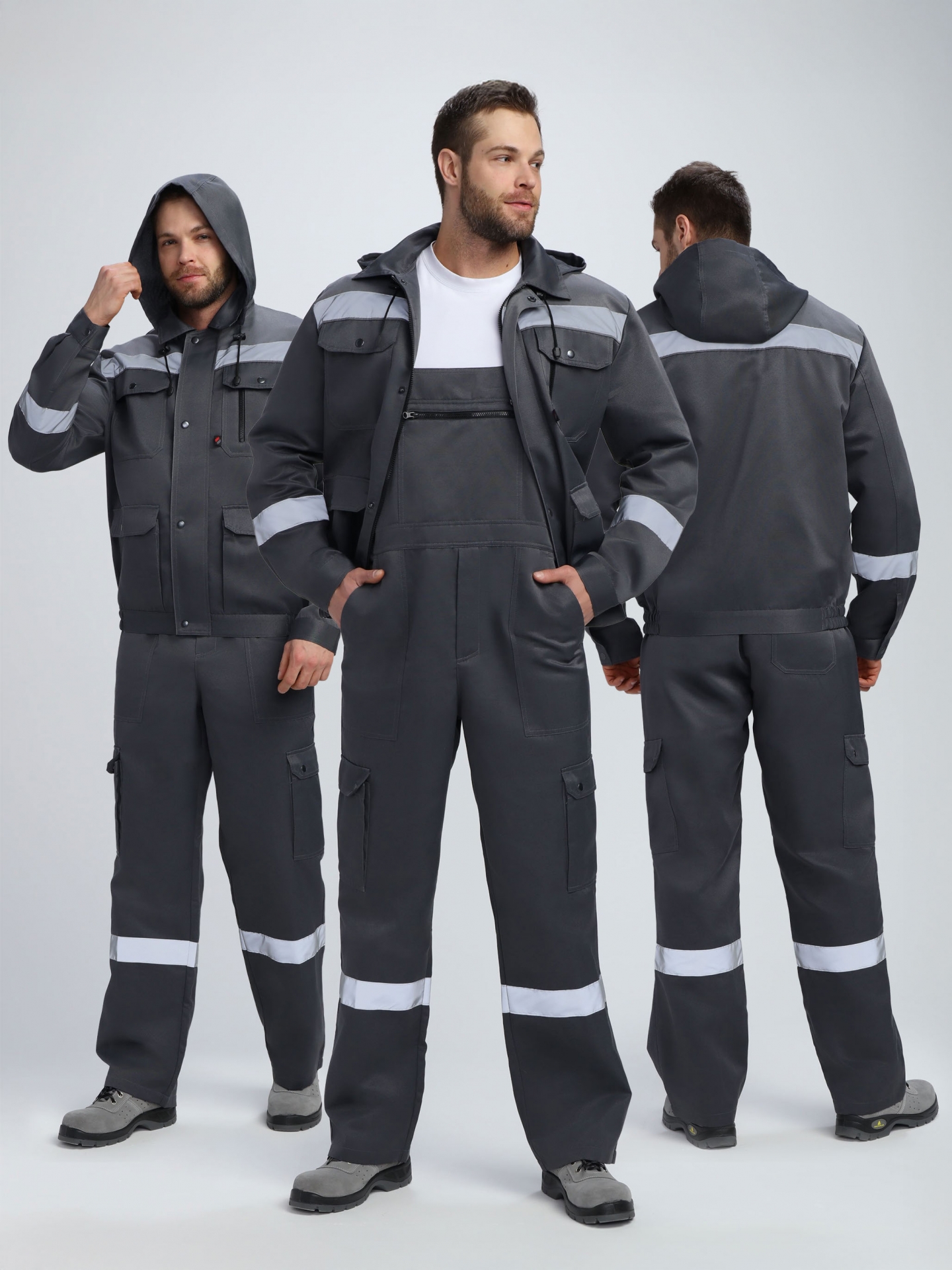 Костюм Титан СОП с капюшоном (тк.Смесовая,210) п/к, т.серый/св.серый