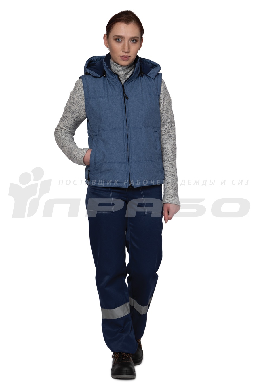 Жилет утепленный Амур (тк. Токио) ПРАБО, синий (Жил205)