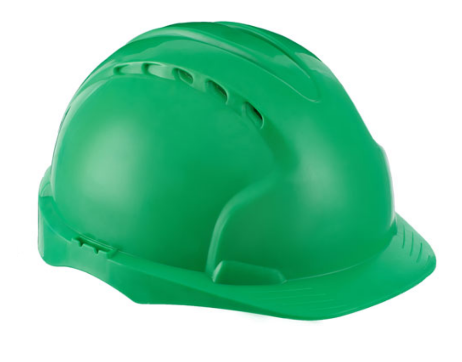 Каска защитная с вентиляцией (с храповиком), зеленая