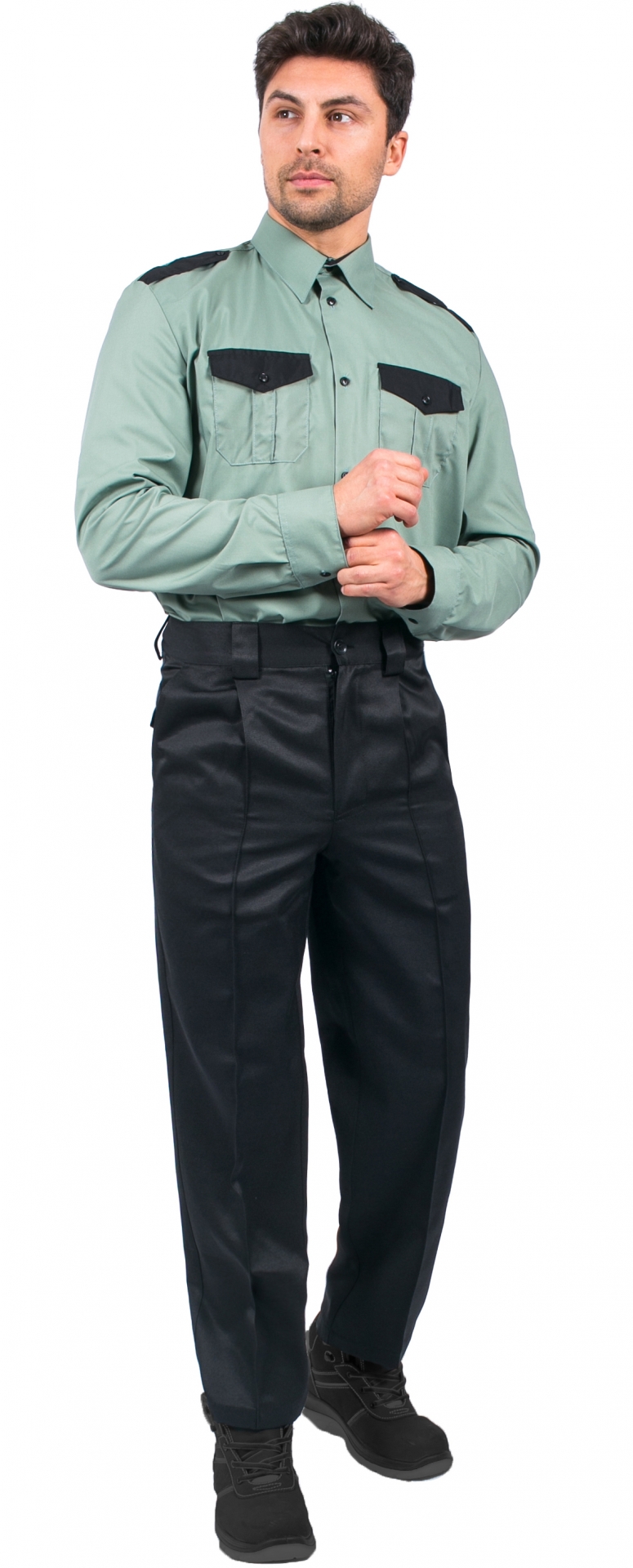 Рубашка охранника с длинным рукавом мужская, ярко-зеленый