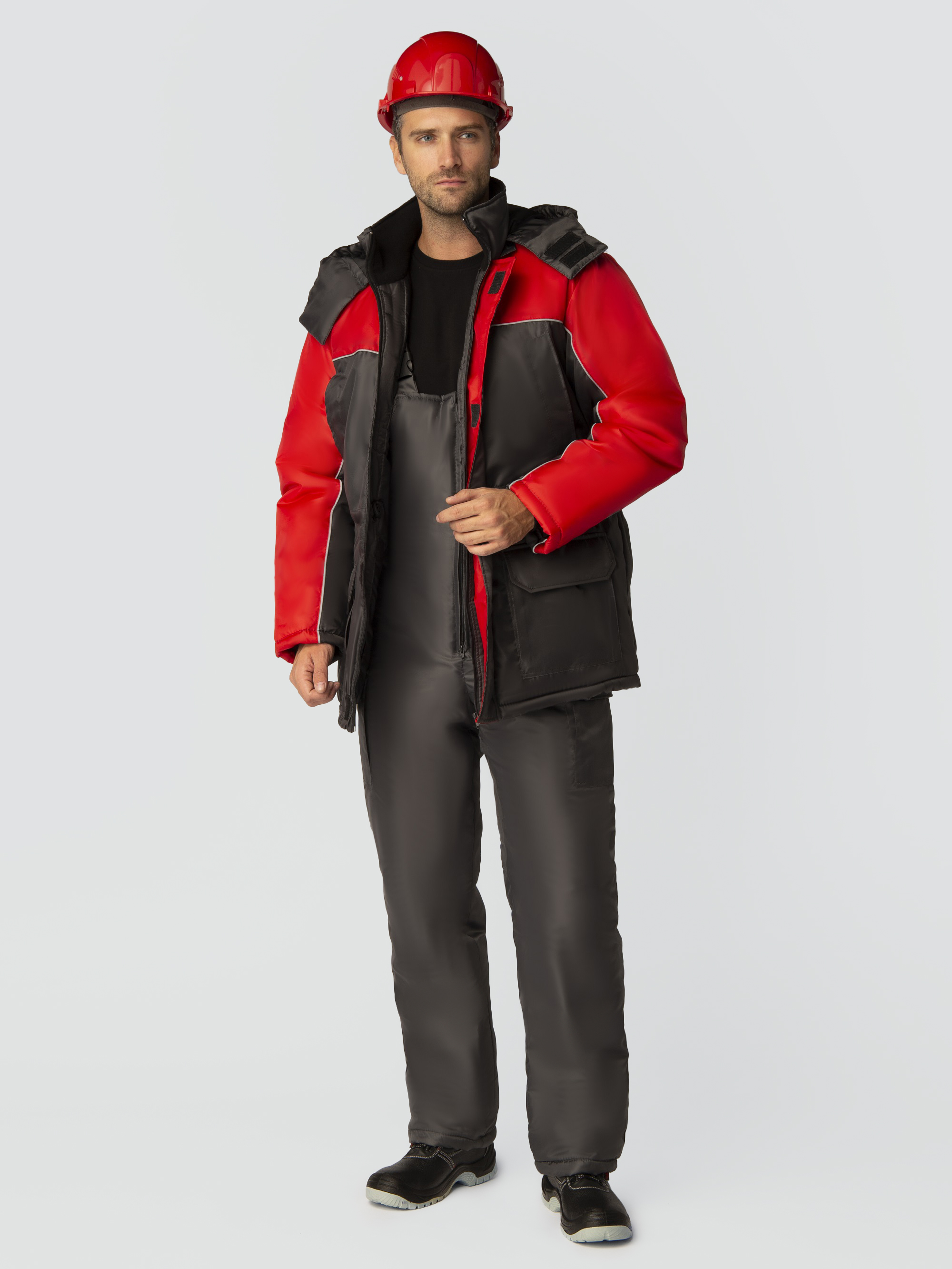 Костюм зимний Балтика (тк.Оксфорд) п/к, т.серый/красный