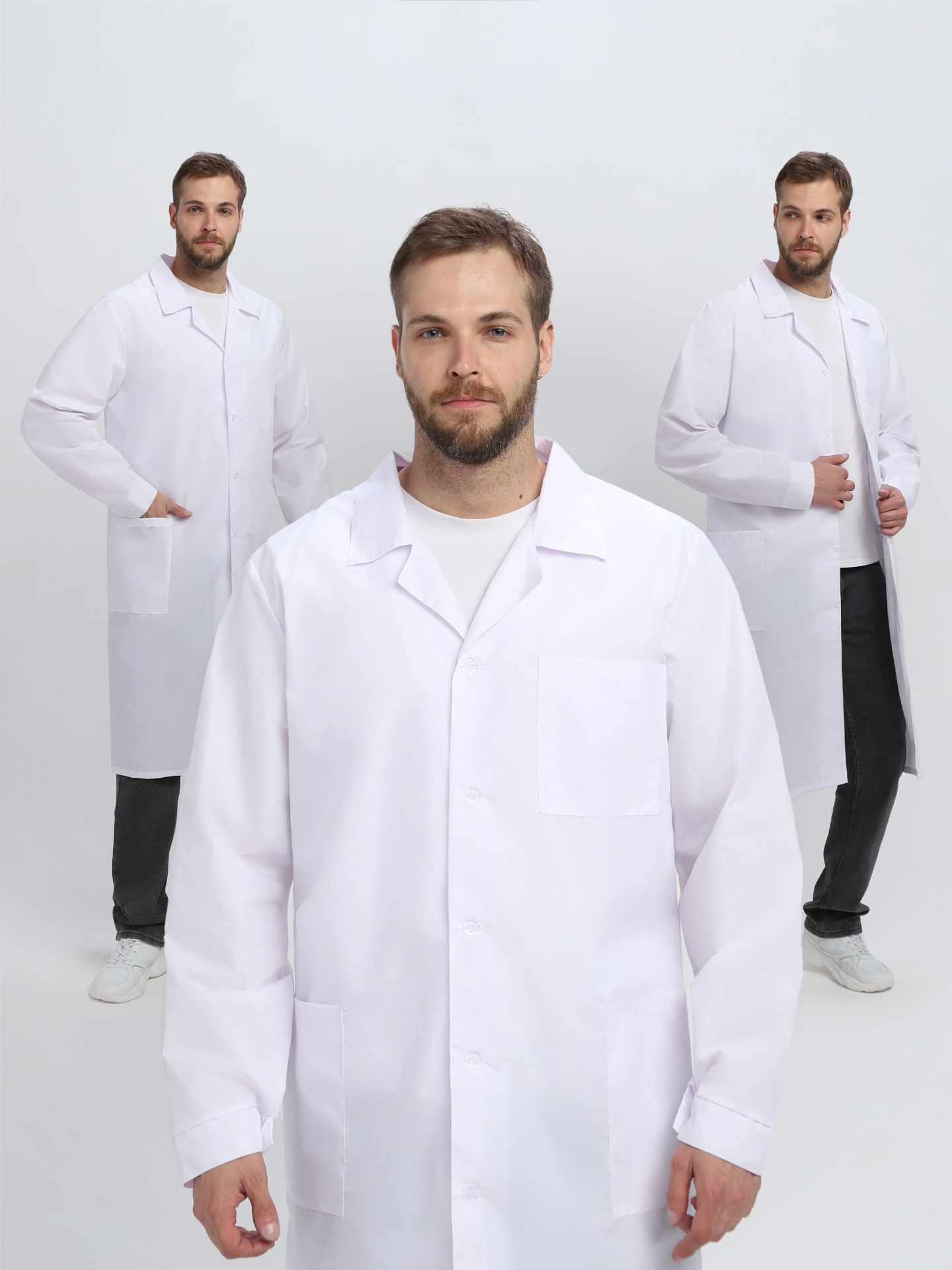 Халат мужской Классика (тк.ТиСи), белый