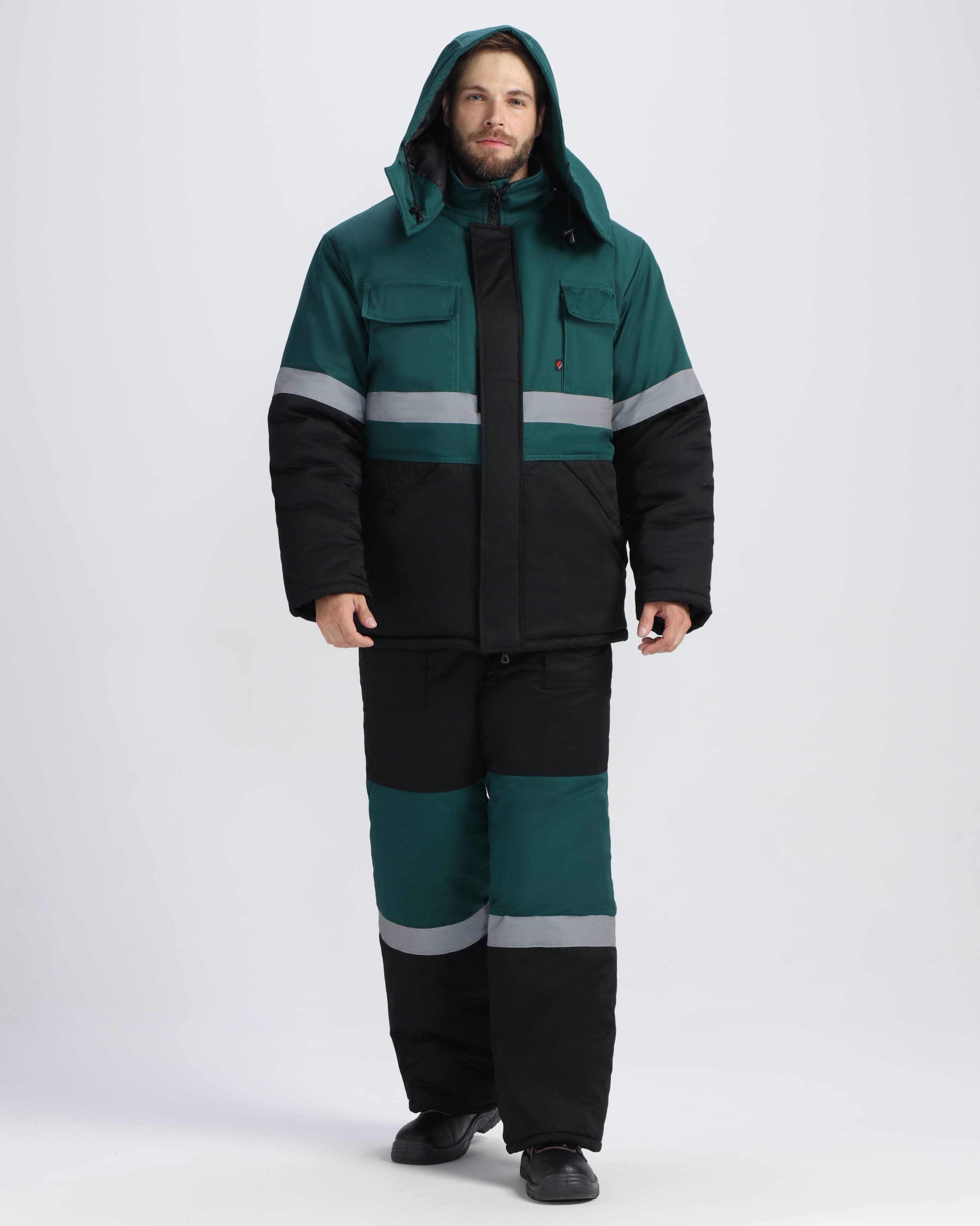 Костюм зимний Профи-Норд (тк.Смесовая,250) п/к, черный/зеленый