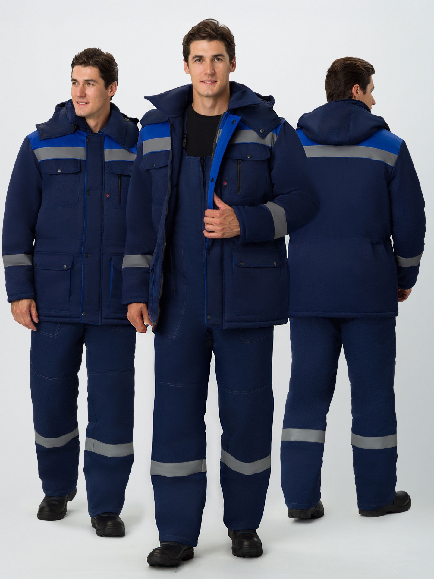 Костюм зимний Титан (тк.Смесовая,210) п/к, т.синий/васильковый