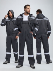 Костюм Титан СОП с капюшоном (тк.Смесовая,210) п/к, т.серый/св.серый