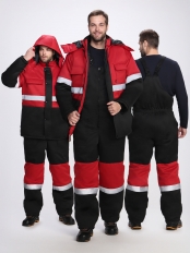 Костюм зимний Профи-Норд (тк.Смесовая,250) п/к, черный/красный