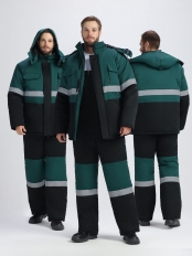 Костюм зимний Профи-Норд (тк.Смесовая,250) п/к, черный/зеленый