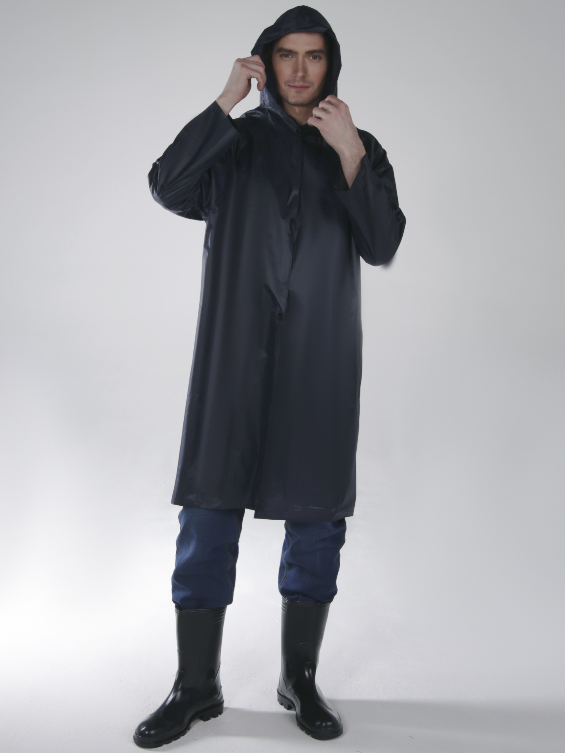 Плащ влагозащитный Ливень (Нейлон/ПВХ,170), т.синий