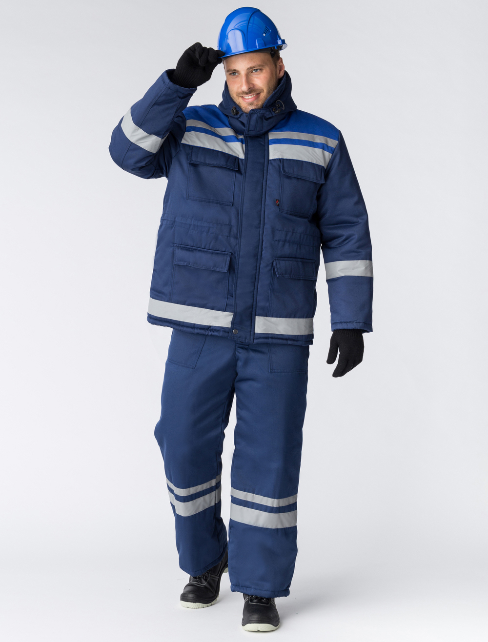 Костюм зимний Горизонт-Люкс (тк.Смесовая,210) брюки, т.синий/васильковый