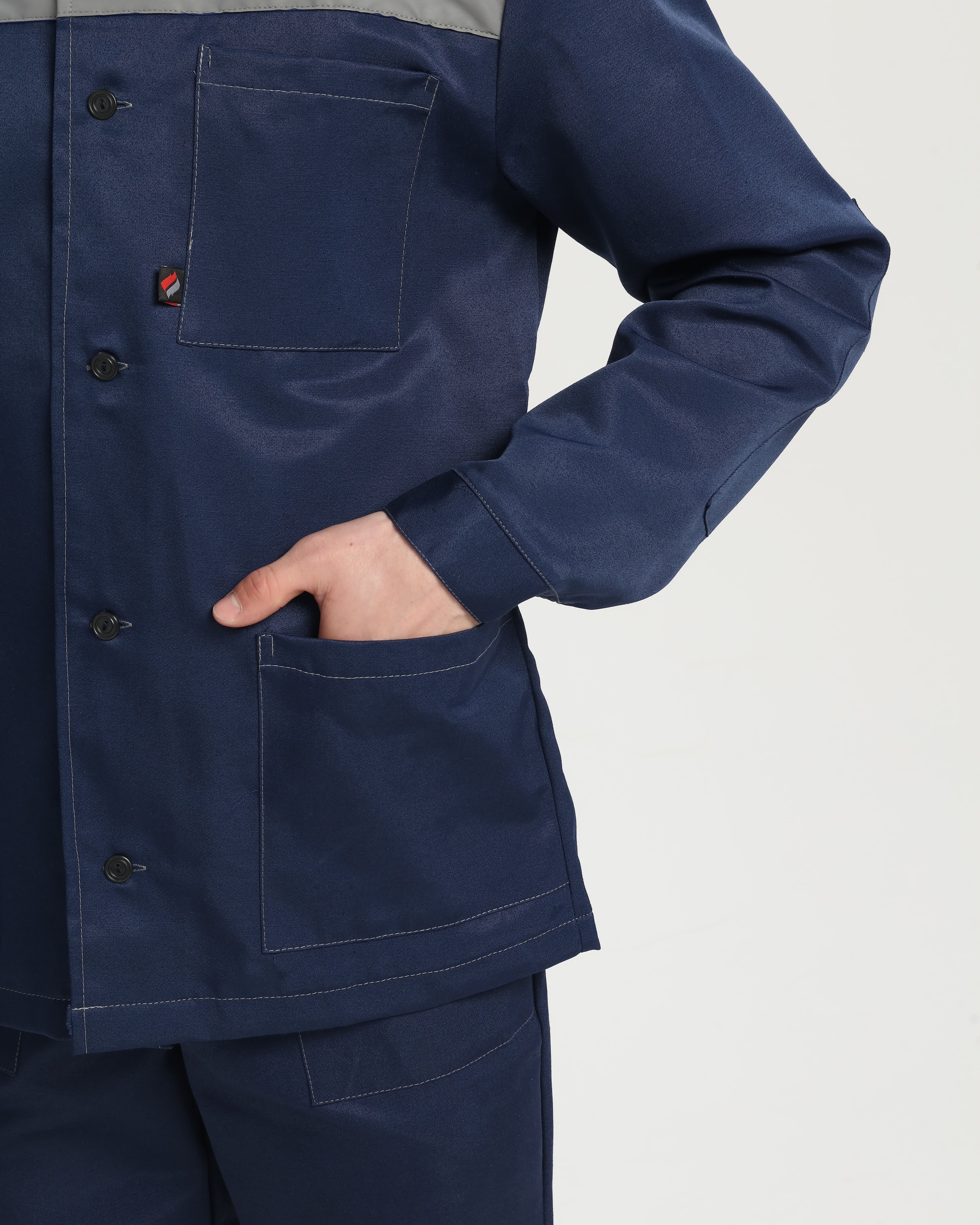 Костюм Стандарт СОП усиленный (тк.Смесовая,210) брюки, т.синий/васильковый