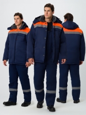 Костюм зимний Труженик-Ультра-2 (тк.Смесовая,210) п/к, т.синий/оранжевый
