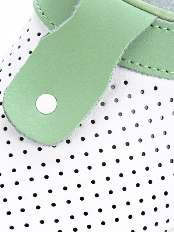 Сабо женские нат.кожа Комфорт ПВХ, белый/зеленый