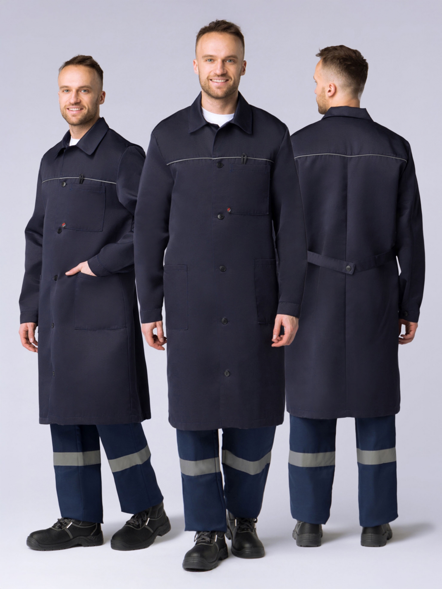 Халат мужской ИТР (тк.Смесовая,210), т.синий