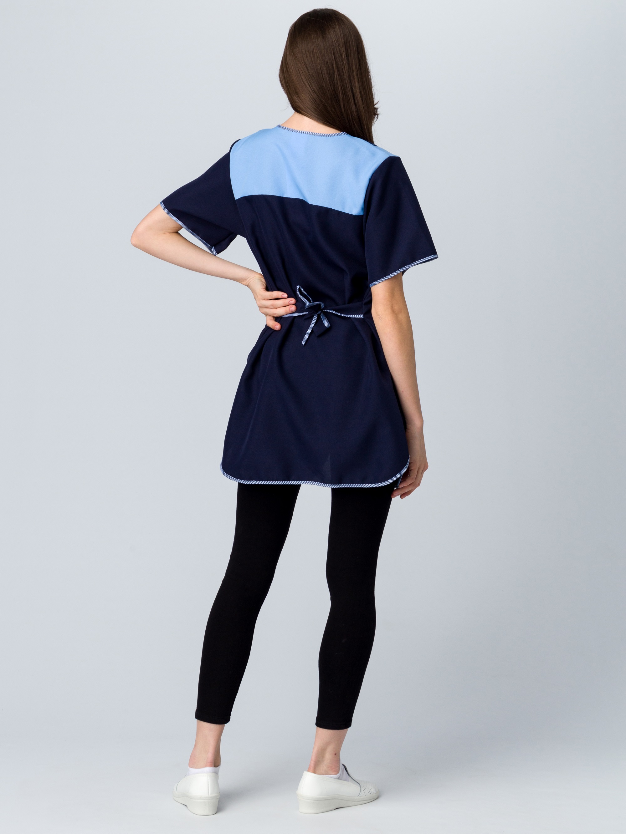 Халат женский Мимоза (тк.Габардин), т.синий/голубой