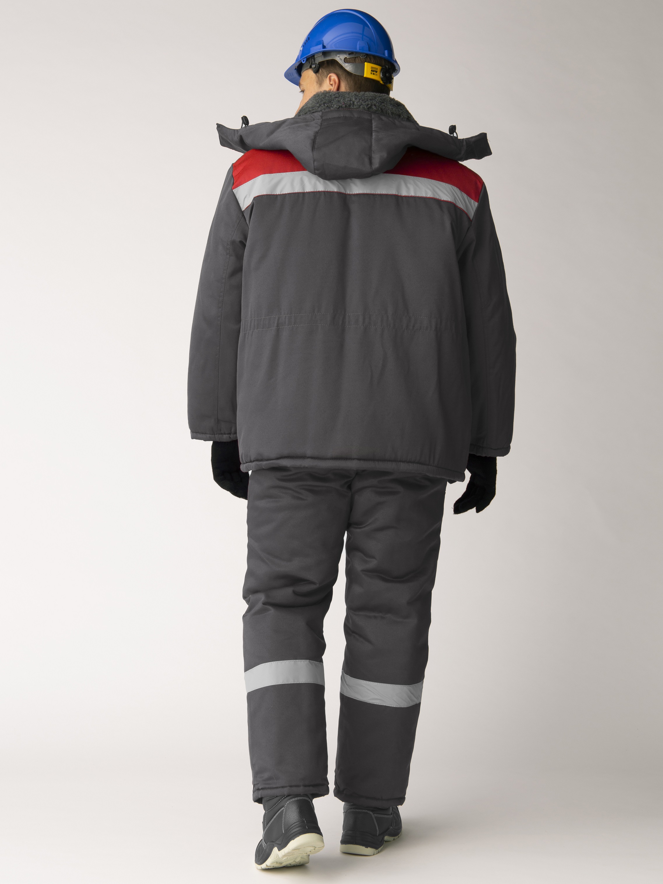 Костюм зимний Труженик-Ультра (тк.Смесовая,210) брюки, т.серый/красный