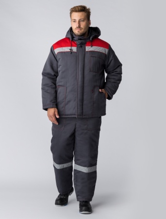 Костюм зимний Партнер NEW (тк.Смесовая,210) п/к, т.серый/красный